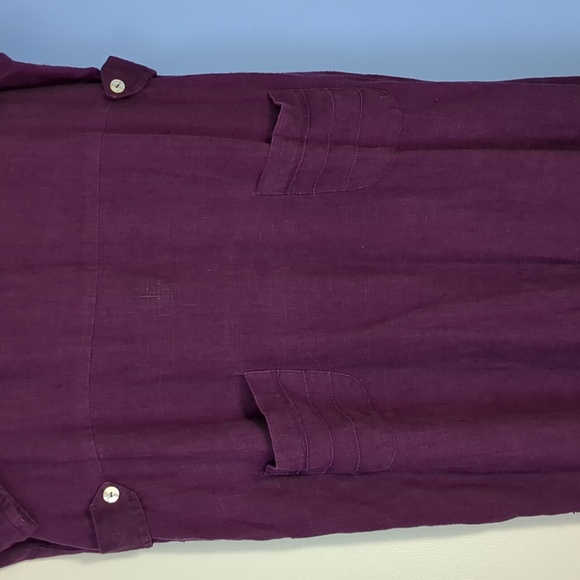 23" Pit-to-Pit MHM Melissa Harper 100% Linen Purple Dress HAS POCKETS - Picture 5 of 11